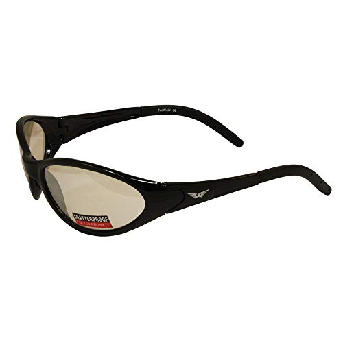 Global Vision Jaguar Gloss Frame Sunglasses Clear Mirror Lenses