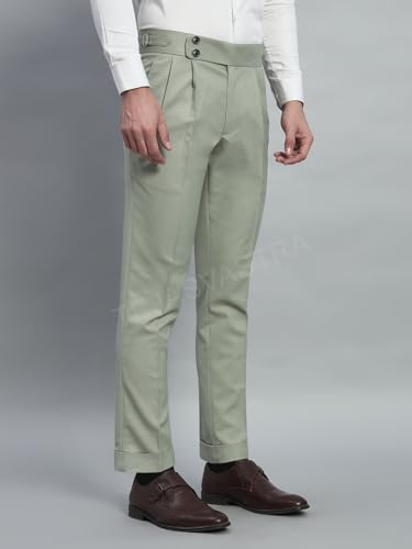 Image of FASHIONEMPIRE Men's Formal Trousers Front Pleated Double Button Gurkha Zion Pant Slim Fit | Stylish Formal Pant for Party and Casual Wear
