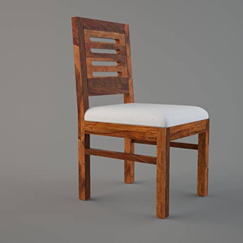 Image of Sheesham Wood 6 Seater Dining Table with Cushioned Chair for Living Room Home Dining Room Furniture Set (Honey)