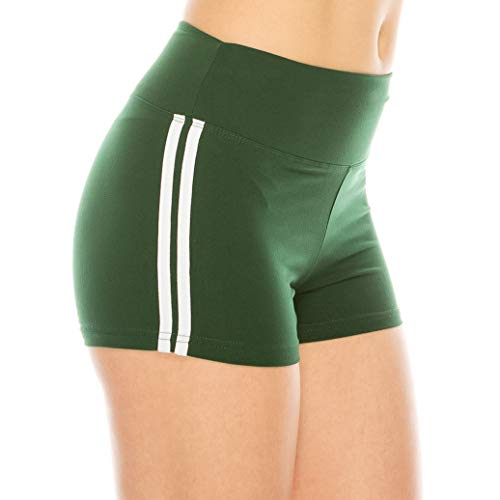 Image of ALWAYS Women's High Waist Spandex Athletic Shorts - Side Stripe Soft Stretch Biker Running Yoga Gym Workout Anti-Chafe Under Dress Layering Short Grey White XL