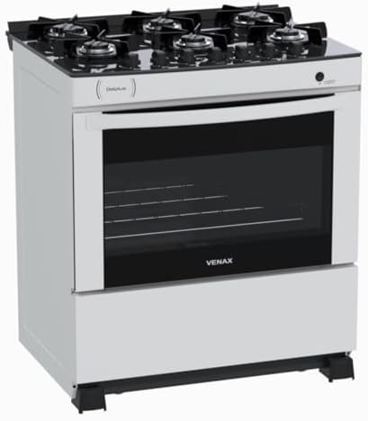 Fogao 6 Bocas Venax Delplus Vitreo Bl Branco Gas Glp