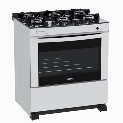 Fogao 6 Bocas Venax Delplus Vitreo Bl Branco Gas Glp