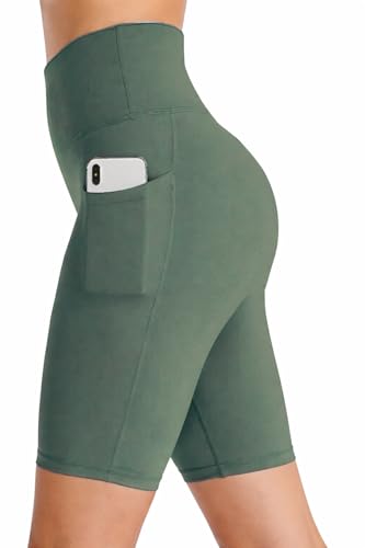 Image of Women's Polyester Stretchable Gym Shorts with Side Pockets High Waist Slim Fit Above Knee Length Activewear Tights Gym Fitness Cycling Running Yoga Shorts for Women