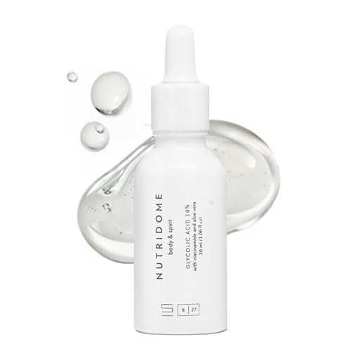 Nutridome Ácido glicólico 10% de aloe y niacinamida sérum – Exfoliante con ácido glicólico, suero facial brillante, regenerador y equilibrador – 30 ml