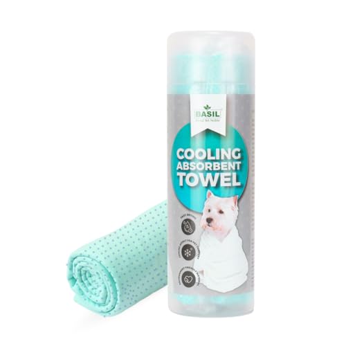 Image of BASIL Microfiber Absorbent and Cooling Towel (Size: 66x43cms & Color: Green) Eco Friendly & Faster Drying Bathing Towels for Pets, Dogs, Cats and Multi-use (Pack of 1)