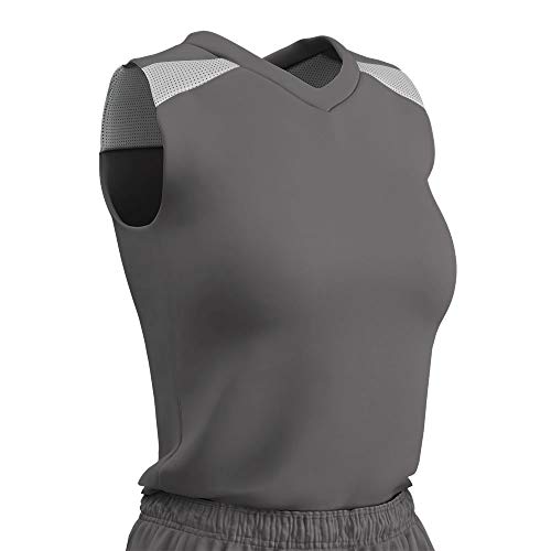 Champro Women's Standard Free Toss Basketball Jersey, Charcoal, White, Small