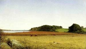 Peinture à l'huile d'un Inlet de Long Island Sound 1865 pour décoration salon grand format 36x48