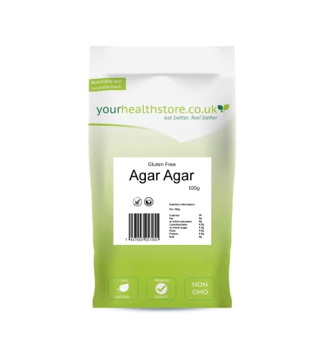 Agar Agar 100g by yourhealthstore, 900 Strength, Unmodified Vegan Gelatine, From Spain (gluten free).