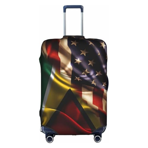 Travel Luggage Cover Combined Guyana And Usa Flag Fashion Washable Baggage Suitcase Protector Fit For Luggage X-Large
