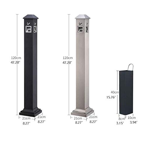 Jkxwx Soot Column Stainless Steel Smoke Column Shopping Mall Hotel Vertical Cigarette Pedicle Outdoor Trash Can With Ashtray Floor Ash Column Cigarette Butt (Color : Black) #TOP1
