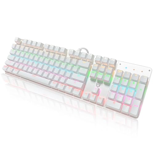 HZG Mechanical Gaming Keyboard, 104-Key Mixed Light USB Wired Keyboard with Blue Switch, Durable Abs Keycaps/Metal Panel/Suitable for Gaming, for PC Mac