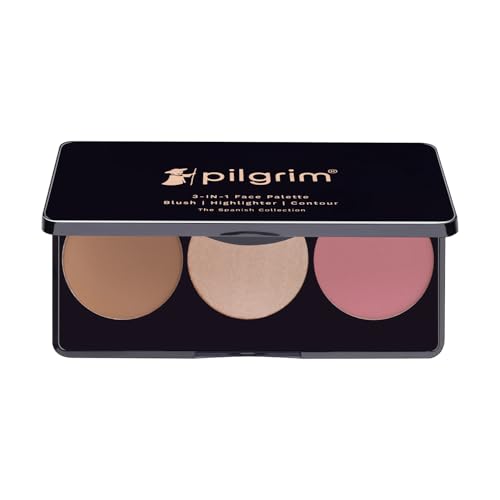 Image of Pilgrim 3-in-1 Face Palette | Blush, Highlighter & Contour Face Makeup Kit | Highly Pigmented & Long Lasting | 12g (Soft Elegance-01)