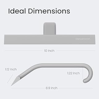 dancemoon JustHang Shower Squeegee for Glass Doors, All-One-Piece Silicone with Built-in Hook Design for Easy Hanging and Cleaning, 10 Inch Gray