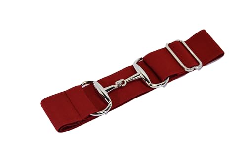 BASICS 2-Inch Elastic Equestrian Belt Silver Snaffle Bit Buckle, Comfortable and Stretchable Horse Riding Accessory (Silver Buckle, Maroon)