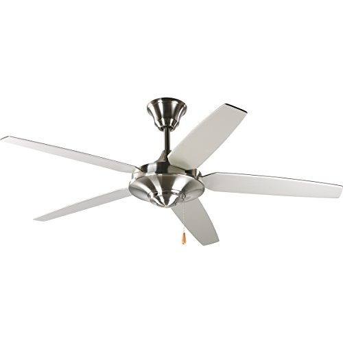 Progress Lighting P2530-09 54-Inch 5 Star Fan with Reversible Silver/Natural Cherry Blades, Brushed Nickel