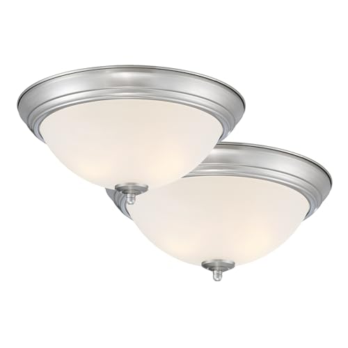 Designers Fountain Flush Mount Ceiling Light, 2-Pack, 13 Inch Frosted Glass Lighting Fixture for...