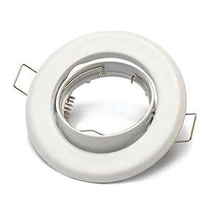 Lu-Mi GU10 Jeu de projecteurs encastrés à LED – 1 cadre de montage blanc, avec douille GU10 pour leds ou lampes halogènes, orientable de 30°, rond