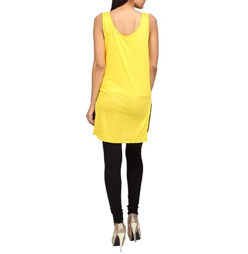 Image of Cotton Inner Slip camesoli for Women, Full Length Inner for Chikankari Kurti, Women Indoor Dress Cotton Sleeveless camesole,Holi Outfit (Color- Yellow)