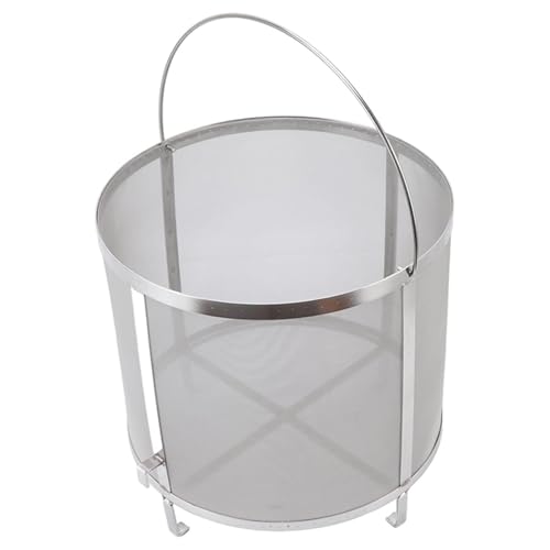 La Produzione Di Birra Il Vino La Birra Filtro Per Luppolo Secco Maglia Da 300 Micron Barile Acciaio Inox 304 Filtro Luppolo Vino Cestello Di Filtraggio Con Supporto (Argento), 35x35cm