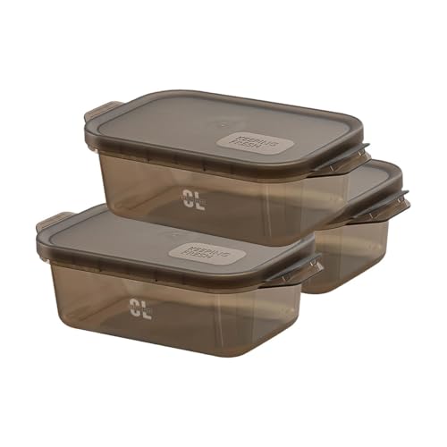 Image of Set of 3 Meal Prep Food Storage Containers 1200ml Each | Airtight Leakproof Stackable BPA Free Plastic Fridge & Freezer Organizer Boxes for Kitchen Storage
