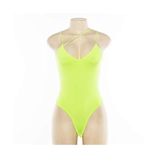 PRIMODA-Womens-Sexy-Neon-Asymmetrical-Spaghetti-Strap-Bodysuit-Top-Deep-V-Neck-Sleeveless-Bodycon-Stretchy-Leotard PRIMODA Women's Sexy Neon Asymmetrical Spaghetti Strap Bodysuit Top Deep V-Neck Sleeveless Bodycon Stretchy Leotard(Neon-Green,S)