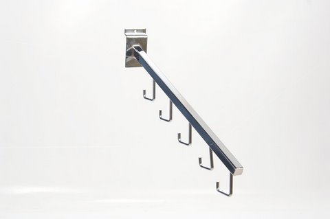 ShopsDisplay 5 Hook Chrome Slatwall Waterfall Arm (Pack of 5)