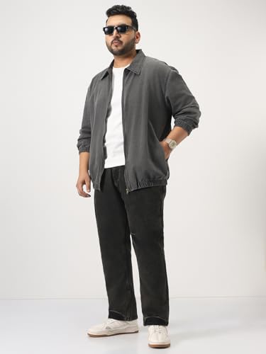 Image of Urbano Plus Men's Relaxed Fit Full Sleeve Harrington Denim Jacket