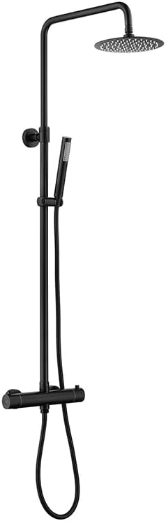 10" Thermostatic Rainfall Shower Kit Brushed Gold Stainless Steel Bathroom Fixture(Black set)