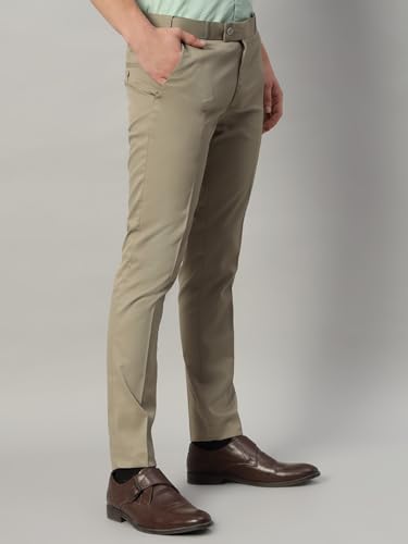 Image of Vogaan Formal Pant with Expandable Waist for Men | Men's Cotton Regular Fit Flat Front Pant for Party and Casual Wear