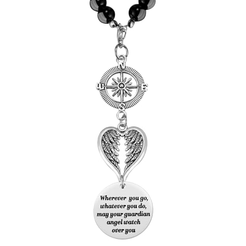 Guardian Angel Rearview Mirror Charm, Wherever You Go Whatever You Do May Your Guardian Angel Watch Over You, New Driver Gift, Car Decor, Hanging Angel Ornament for Car Mirror