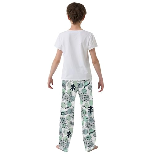 Boys' Pants Sea Turtle Light Green Dots Long Bottoms Jogger Pants Elastic Waist Trousers with Pockets S-XL3