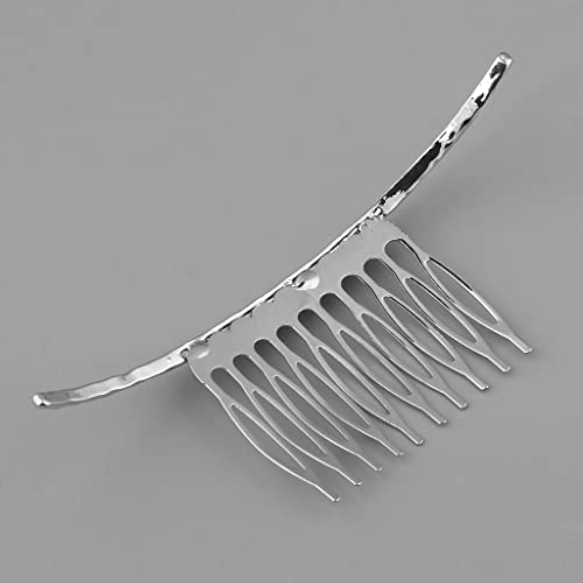 3pc Retro Blank Metal Hair Comb Clips, Silver