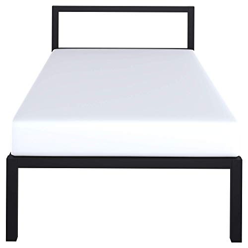 Yitahome Twin Size Bed Frame With Headboard, 14 Inch Platform, Wooden Slats Support, Mattress Foundation, No Box Spring Needed, Black #TOP6