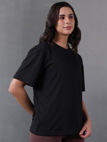 Image of CHKOKKO Oversized T-Shirt for Women Cotton Blend Soft Loose Fit Tshirt Top for Summer Half Sleeves Drop Shoulder Trendy Stylish Solid for Casual Streetwear, Outings or Travel