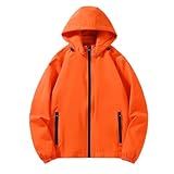 pulcykp uomini solido asciugatura rapida con cappuccio giacche outdoor escursionismo campeggio alpinismo sottile giacca a vento, arancione, xxxl