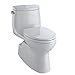 TOTO Carlyle II One-Piece Elongated 1.28 GPF Universal Height Skirted Toilet with CEFIONTECT, Colonial White