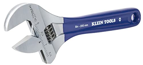 Klein Tools D509-8 Adjustable Wrench, Extra Wide Jaw Forged Drive Wrench With High Polish Chrome Finish, 8-Inch #TOP5