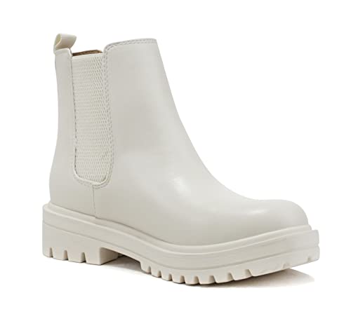 Image of Soda Pilot ~ Women Lug Sole Low Heel Chelsea Fashion Ankle Bootie w /Double Elastic Gore