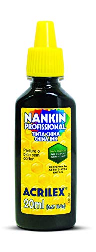 Tinta Nankin 20 ml Acrilex Avulso Preto 520