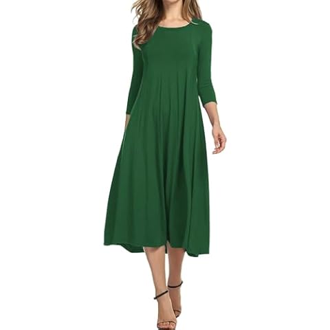 HOTOUCH Elegant A-Line Midi Dress with Pockets Cover