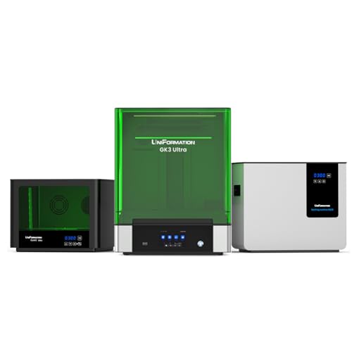 UniFormation GK3 Ultra 16K 13.5-Inch Large Resin 3D Printer & Cure3 Ultra Curing Machine 14-inche Large Resin Curing Station & W230 Wash Machine Washing Size 17 x 10 x 15 inches for 3D Printed Model