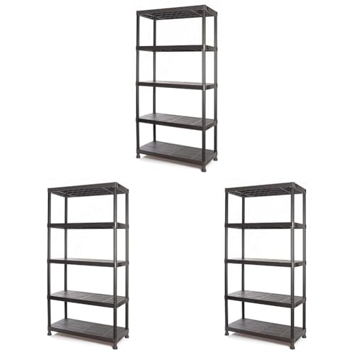 Tayg Kit estantería plástico 945, Negro, 900 x 400 x 1800 mm (Paquete de 3)
