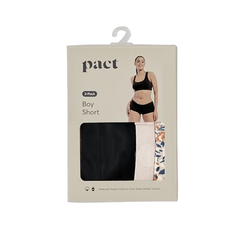 Image of Pact Women's Organic Cotton Boy Shorts Underwear, Full Coverage Low Rise Panties, 2 Pack