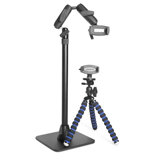 Arkon Pro Phone Stand Black - HD8RV29 & iPhone Tripod Mount for iPhone XS Max XR X 8 7 6S Plus Galaxy Note 8 5 S8 S7 Retail Black