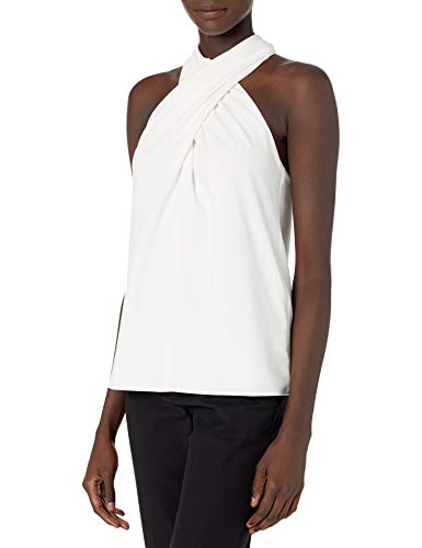 HALSTON Women's Blouse, Linen White, 12