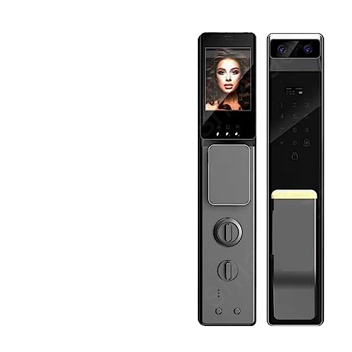 Cerradura Inteligente De Reconocimiento Facial con Cámara De Video HD, Cerradura Biométrica De Huellas Dactilares para Puerta De Entrada con Timbre Inteligente, Contraseña (Color : Grey-24-240(60