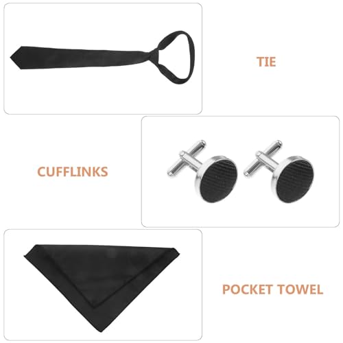 Set de Corbata y Gemelos para Hombre LIFKOME Rojo miniatura 4