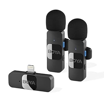 BOYA Microfone de lapela sem fio para iPhone, iPad, telefone, omnidirecional, externo, mini lapela Lightning para iPhone, microfone de encaixe, para gravação de vídeo, podcast, YouTube, transmissão ao