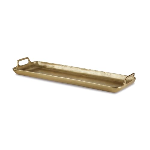 Signature Design by Ashley Posy Decorative Metal Serving Tray, Gold Finish