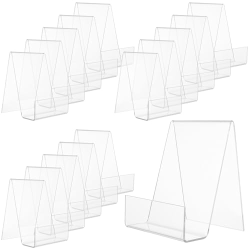 CYEER 16 PCS Book Stand 7.5 x 9 x 10.5 cm Acrylic Display Stand Book Holder Clear Display Stand Book Stands for display Books Picture Albums Menu Phones